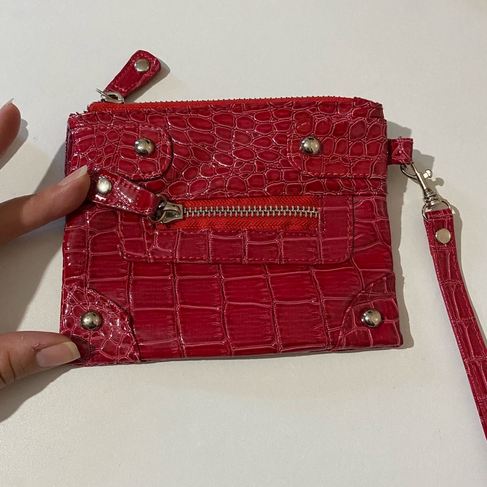 Red Faux Croc Wristlet NWOT